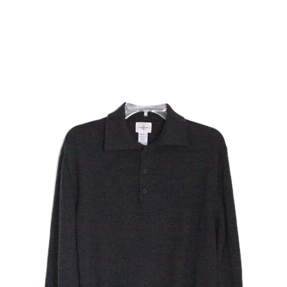 Linea Uomo Polo Merinoi Wool Collared Sweater Dark Gray Size L - Picture 2 of 5